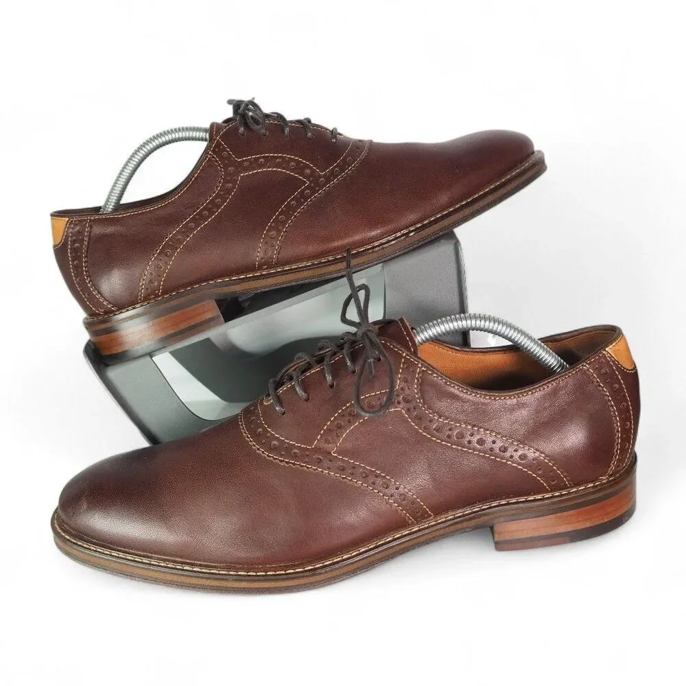 Johnston & Murphy Warner Plain Toe Leather Oxfords‎ 20-6943 Brown Men's 10.5D